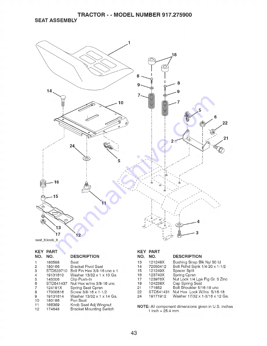 Craftsman LAWN TRACTOR 917.2759 Owner'S Manual Download Page 43