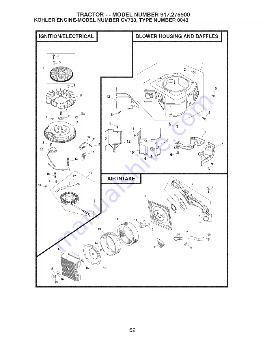 Craftsman LAWN TRACTOR 917.2759 Owner'S Manual Download Page 52