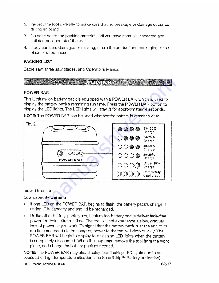 Craftsman Lithium 320.28127 Operator'S Manual Download Page 14