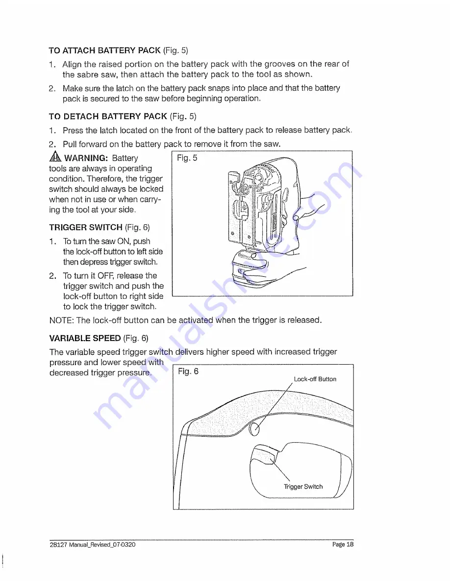 Craftsman Lithium 320.28127 Operator'S Manual Download Page 18