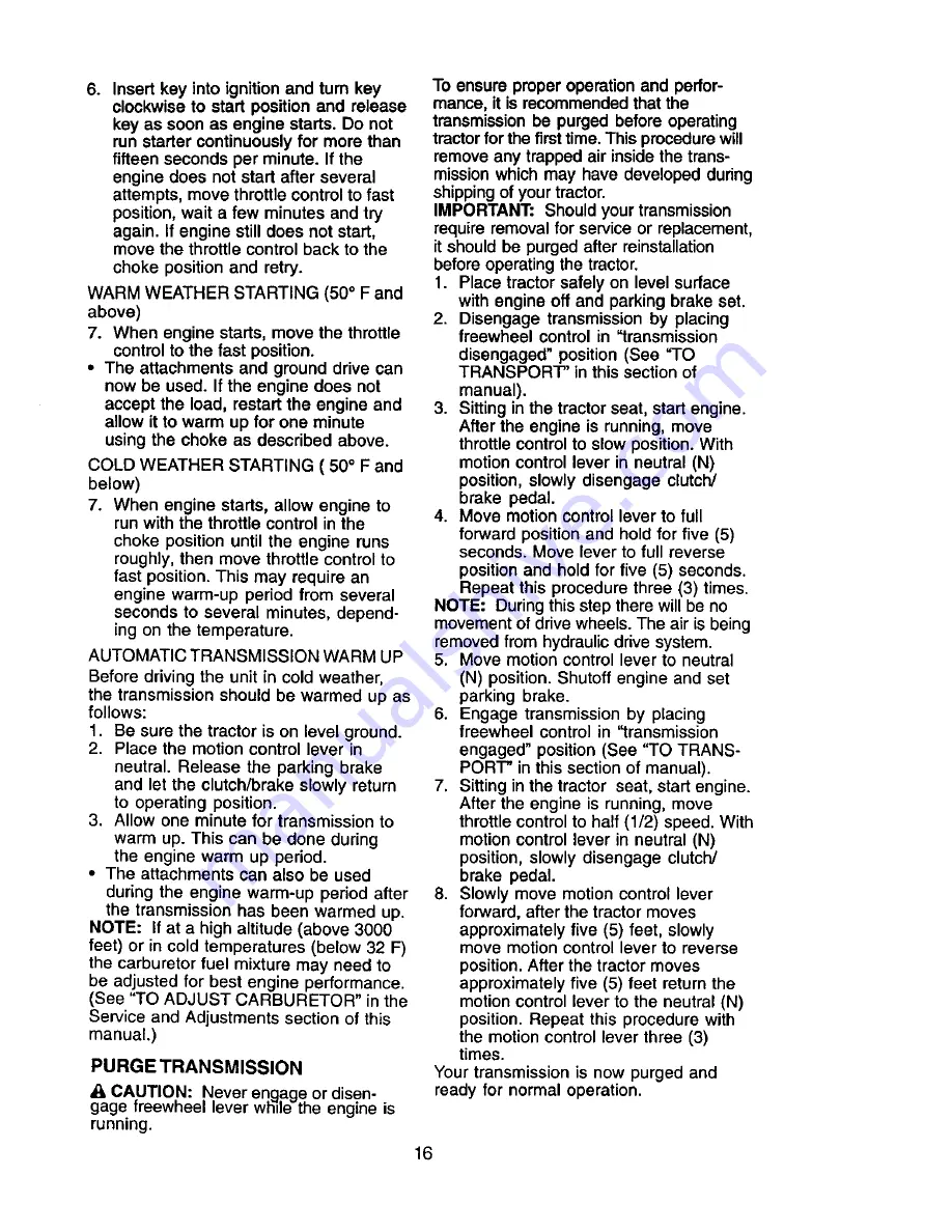 Craftsman ltx1000 Owner'S Manual Download Page 16