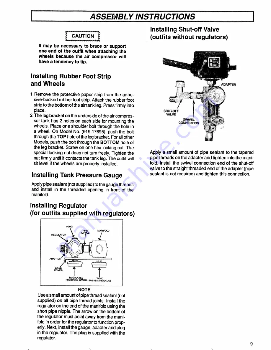 Craftsman MG-OILLUBE Air compressor Скачать руководство пользователя страница 9