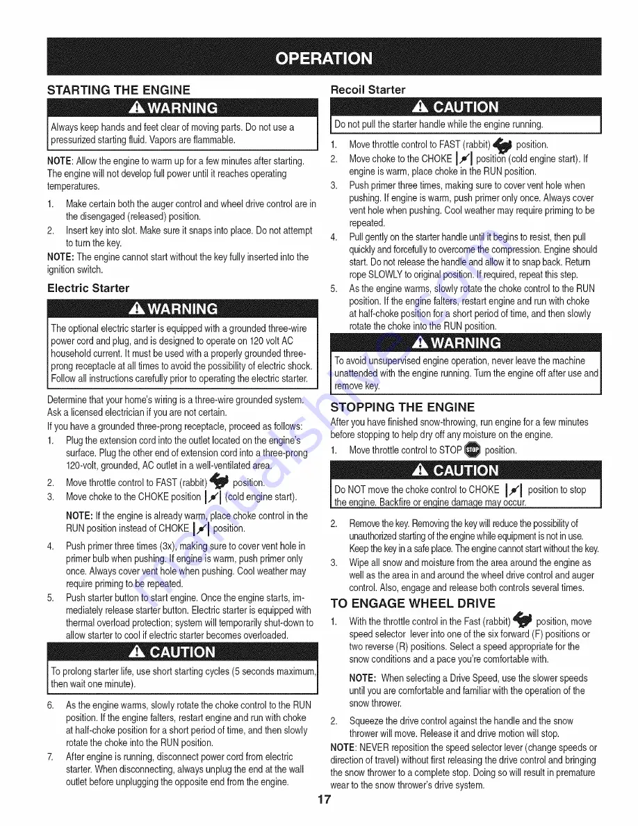 Craftsman Professional 247.88848 Operator'S Manual Download Page 17