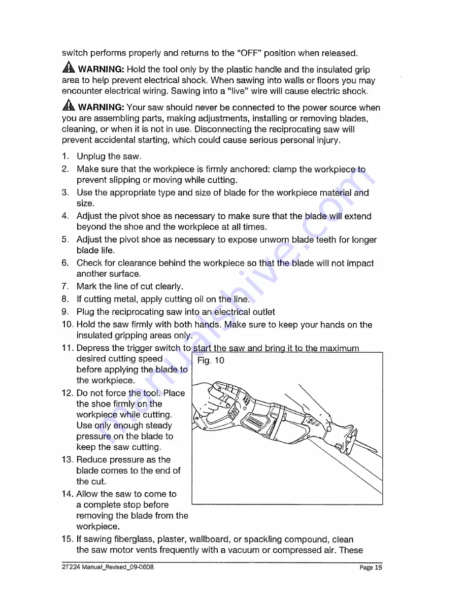 Craftsman Professional 320.27224 Operator'S Manual Download Page 15