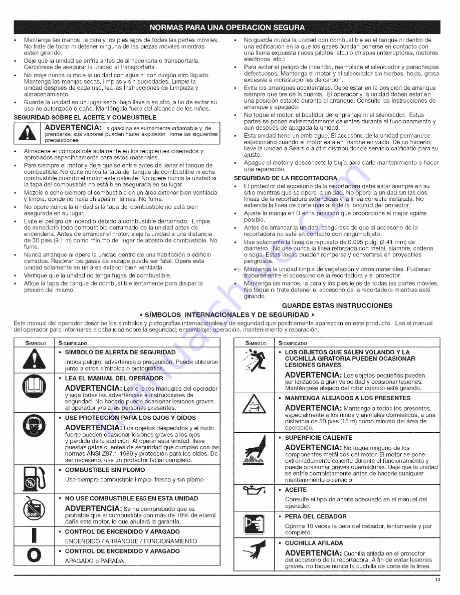 Craftsman WEEDWACKER 316.791020 Скачать руководство пользователя страница 13