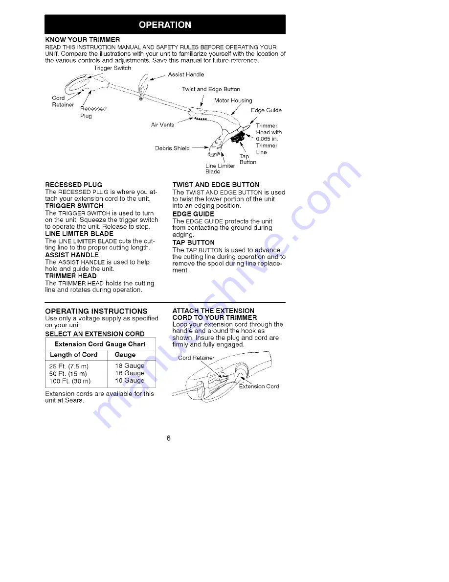 Craftsman WEEDWACKER 358.745130 Instruction Manual Download Page 6