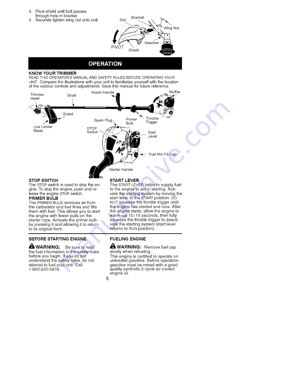 Craftsman WEEDWACKER 358.791010 Скачать руководство пользователя страница 5