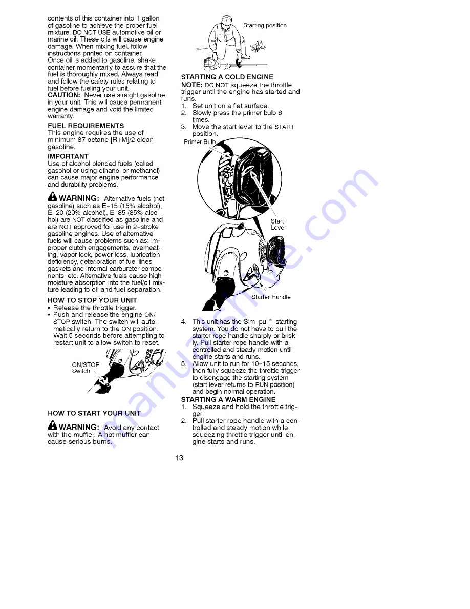 Craftsman WEEDWACKER 358.791032 Скачать руководство пользователя страница 13