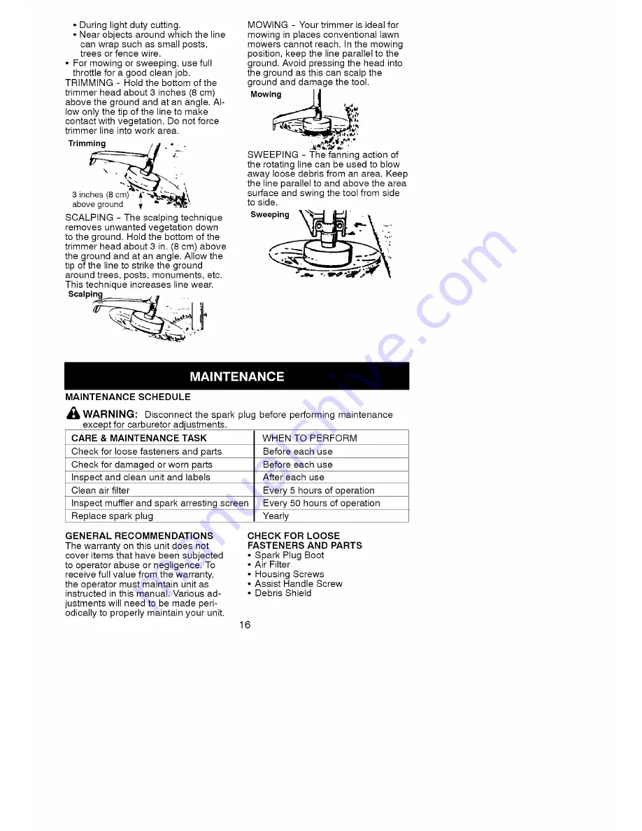 Craftsman WEEDWACKER 358.791032 Скачать руководство пользователя страница 16