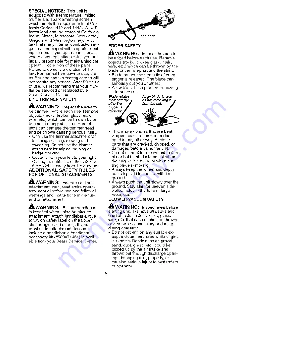 Craftsman Weedwacker 358.791042 Operator'S Manual Download Page 6