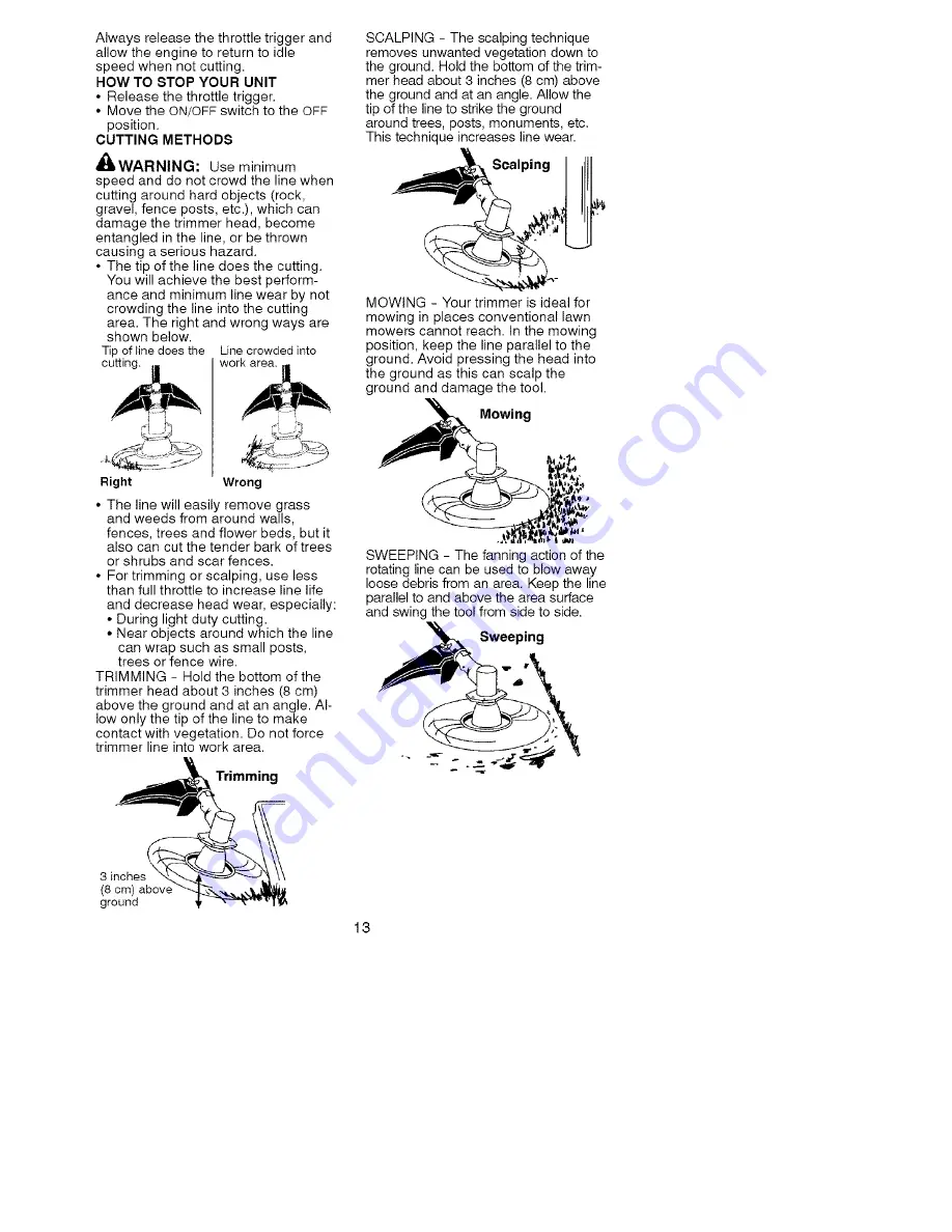 Craftsman WEEDWACKER 358.791071 Operator'S Manual Download Page 13