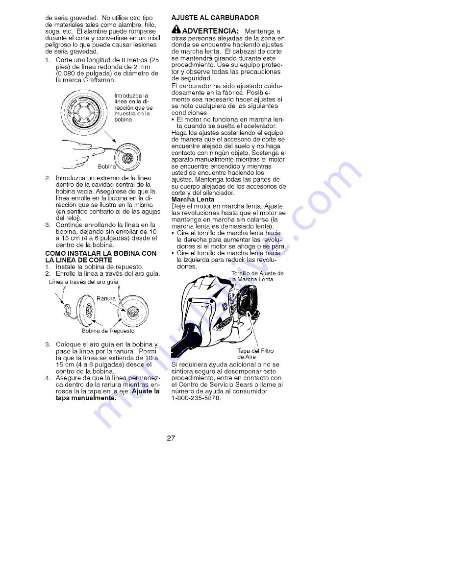 Craftsman WEEDWACKER 358.791540 Instruction Manual Download Page 25