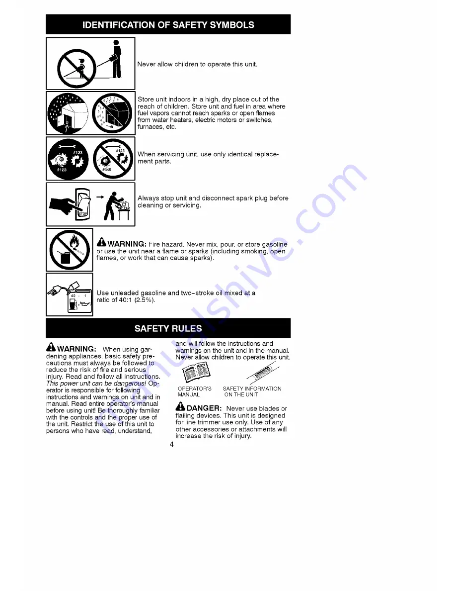 Craftsman WEEDWACKER 358.792011 Operator'S Manual Download Page 4