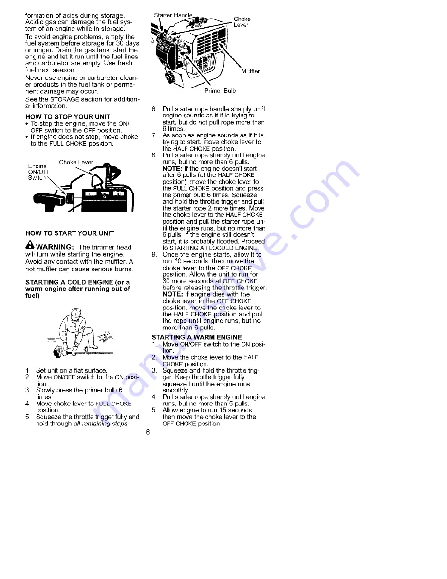 Craftsman WEEDWACKER 358.795123 Instruction Manual Download Page 6