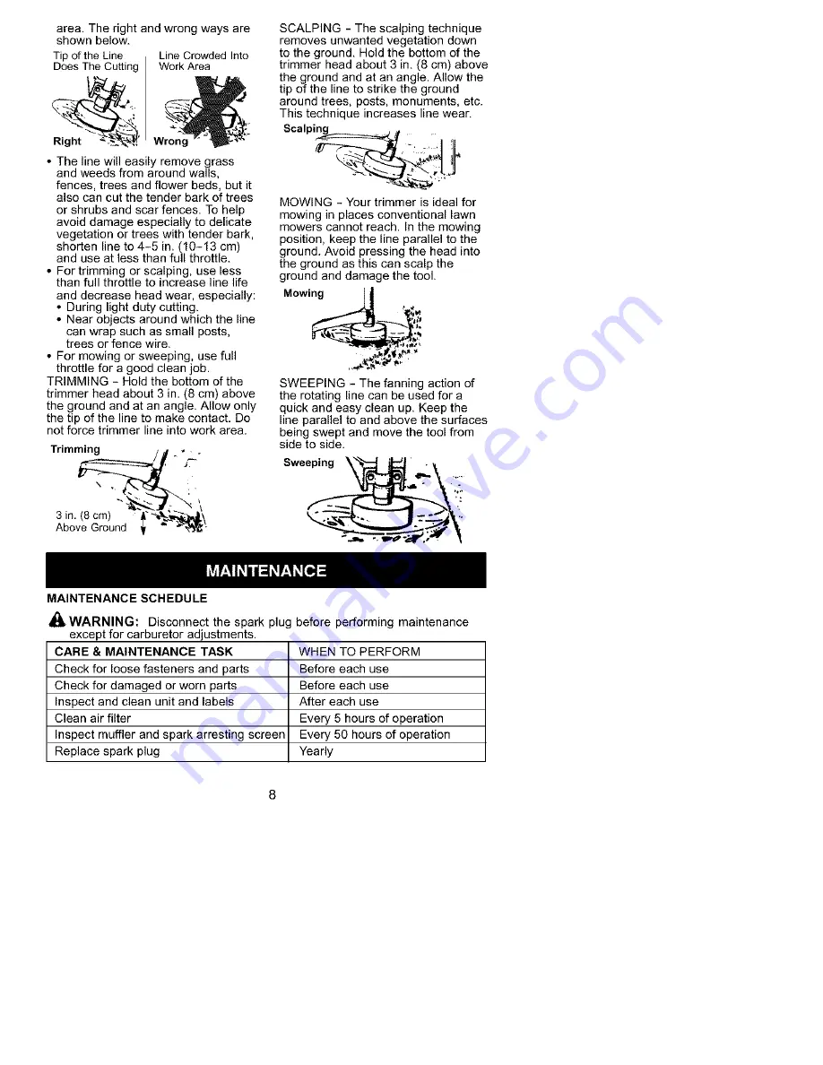 Craftsman WEEDWACKER 358.795123 Instruction Manual Download Page 8