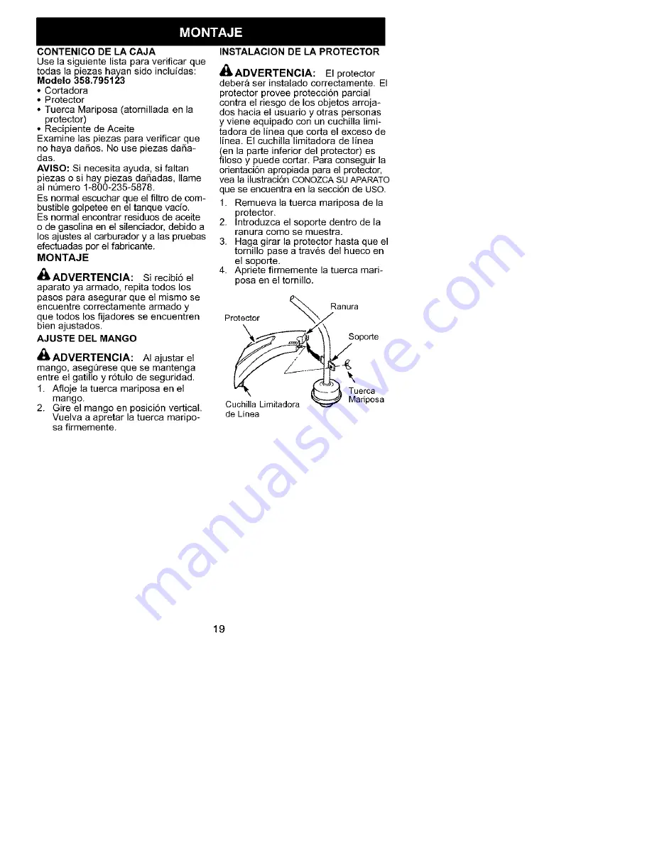 Craftsman WEEDWACKER 358.795123 Instruction Manual Download Page 17