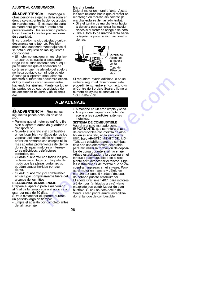 Craftsman WEEDWACKER 358.795123 Instruction Manual Download Page 24