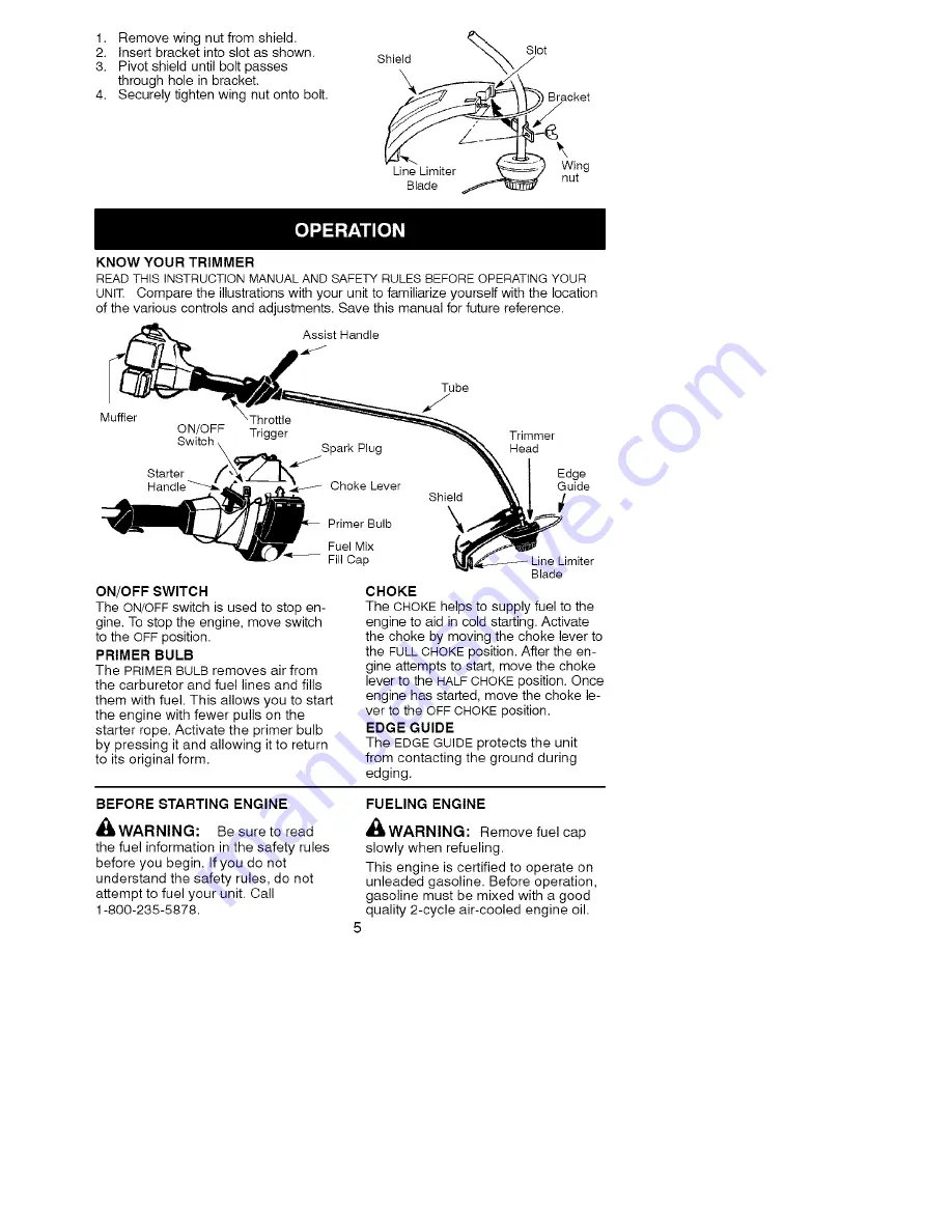 Craftsman WEEDWACKER 358.795150 Instruction Manual Download Page 5