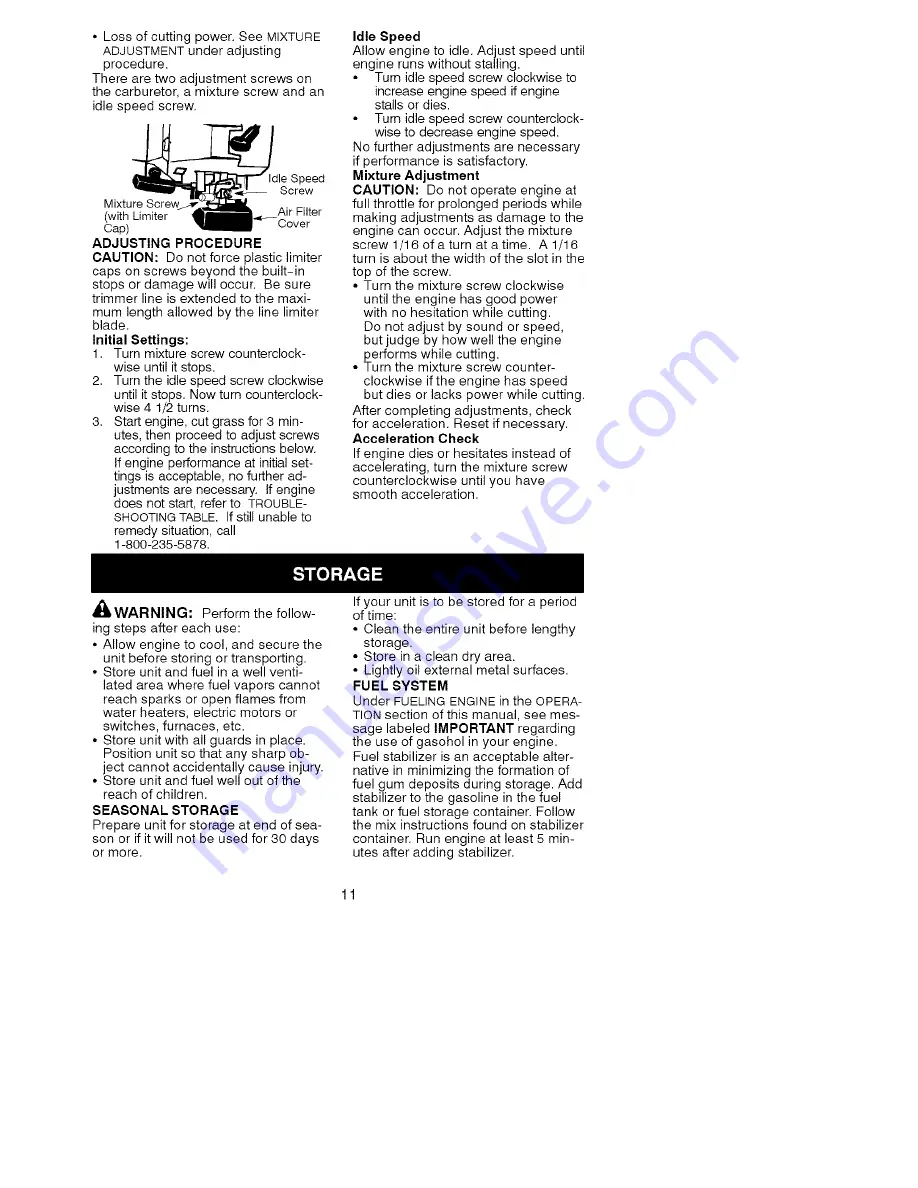 Craftsman WEEDWACKER 358.795150 Instruction Manual Download Page 11