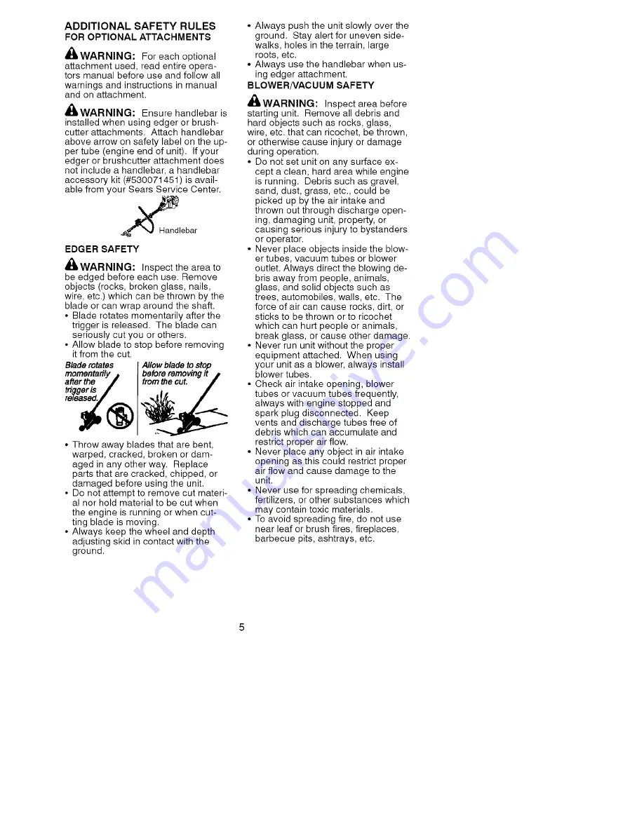 Craftsman WEEDWACKER 358.795190 Instruction Manual Download Page 5