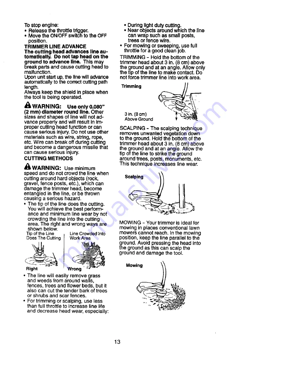 Craftsman WEEDWACKER 358.795501 Instruction Manual Download Page 13