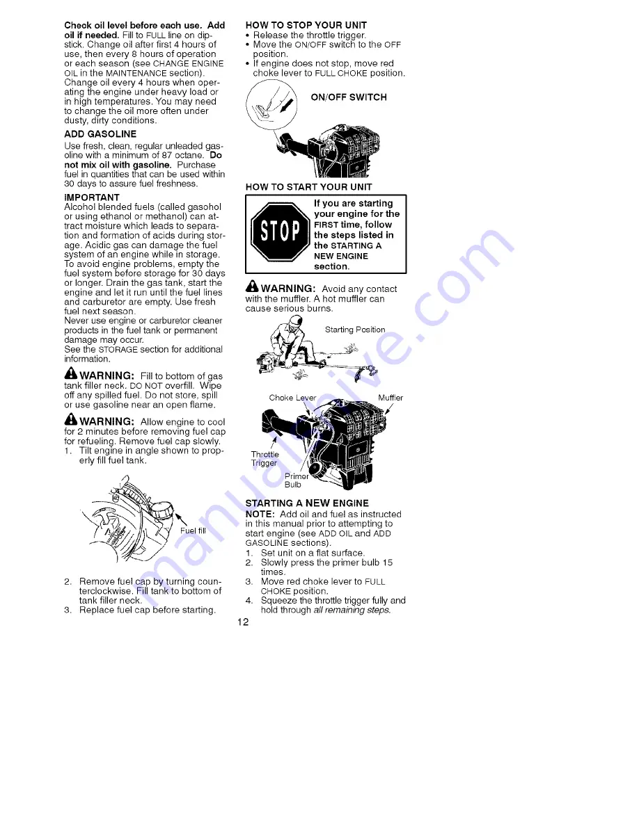 Craftsman WEEDWACKER 358.796160 Скачать руководство пользователя страница 12