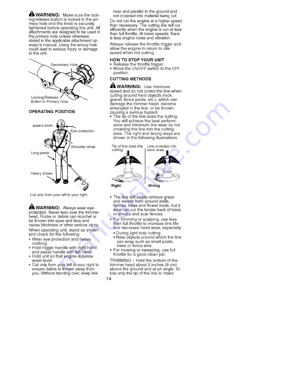 Craftsman WEEDWACKER 358.796160 Скачать руководство пользователя страница 14