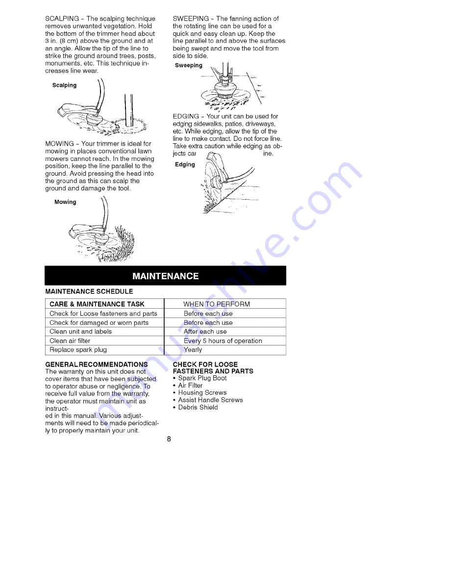 Craftsman WEEDWACKER 358.796280 Operator'S Manual Download Page 8