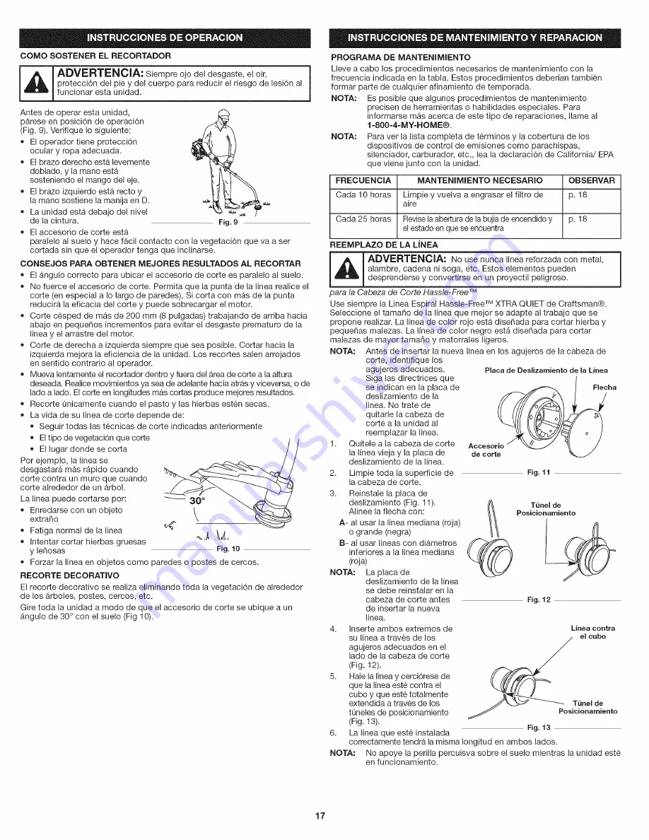 Craftsman WEEDWACKER Incredi-Pull 316.791160 Скачать руководство пользователя страница 17