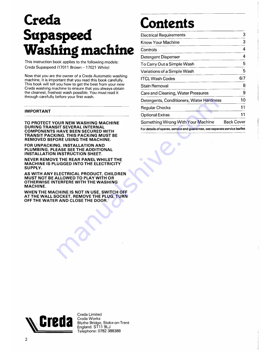 Creda HB17021 Instructions Manual Download Page 2