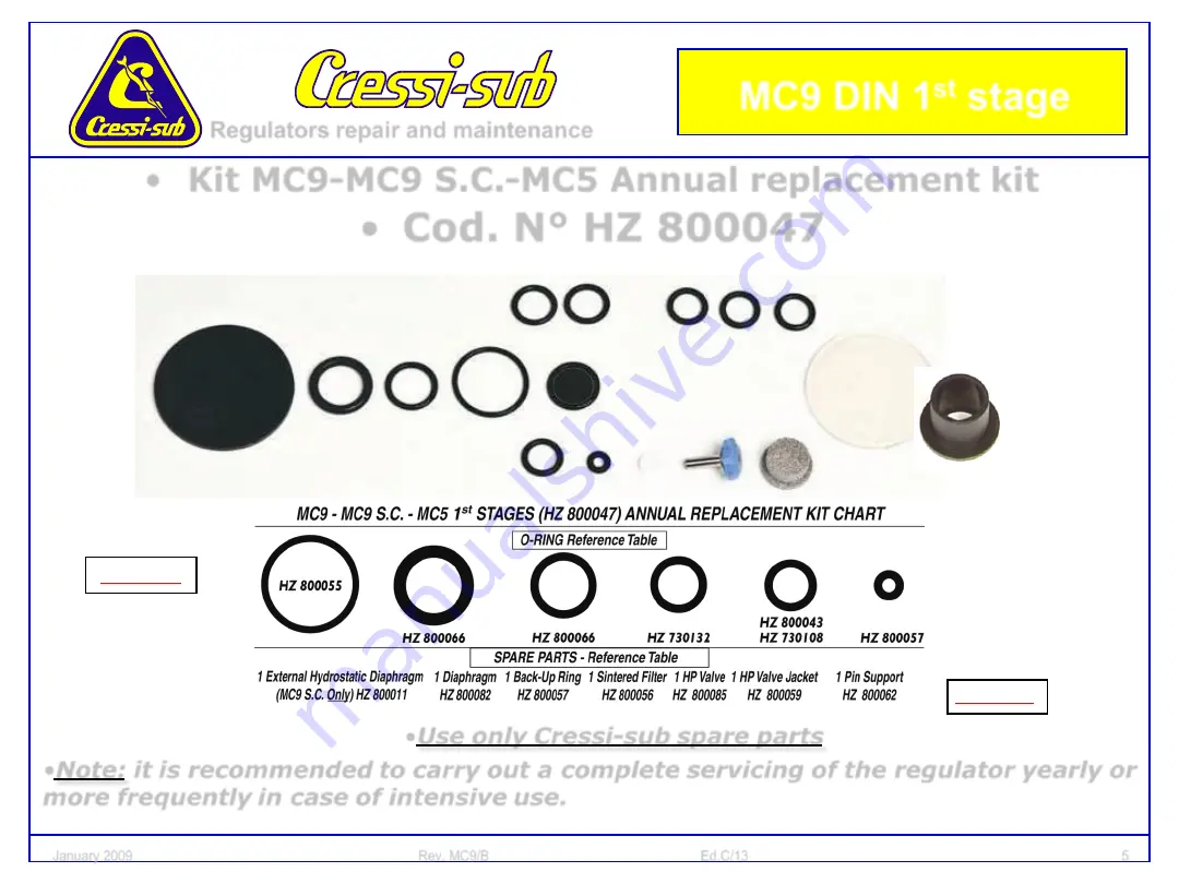 Cressi-sub MC9 Repair And Maintenance Instructions Download Page 5