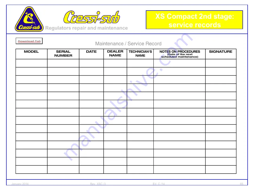 Cressi-sub XS Compact Скачать руководство пользователя страница 65