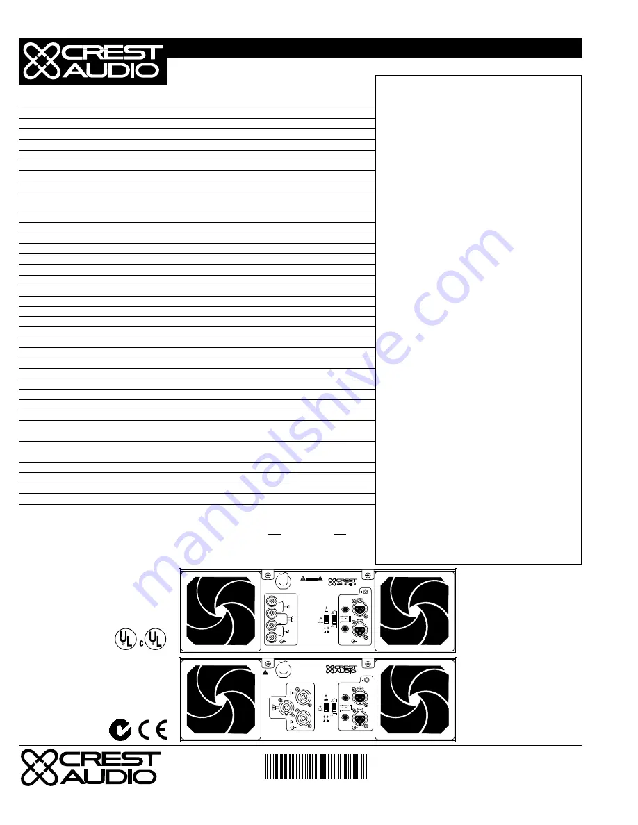 Crest Audio CA12 Скачать руководство пользователя страница 2