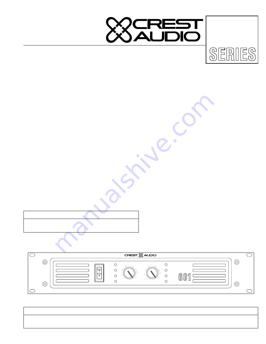 Crest Audio FXA601 Скачать руководство пользователя страница 1