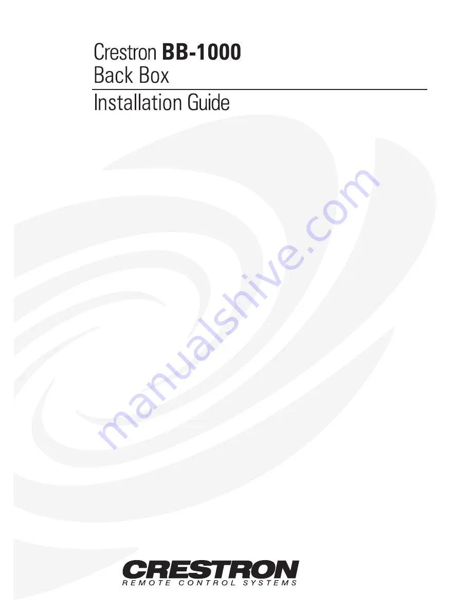 Crestron BB-1000 Install Manual Download Page 1