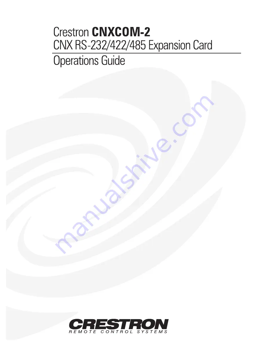 Crestron CNXCOM-2 Operation Manual Download Page 1