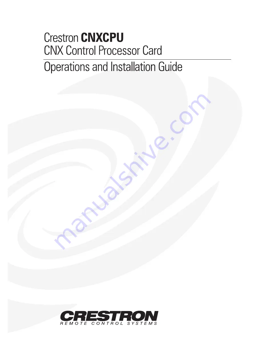 Crestron CNXCPU Operations & Installation Manual Download Page 1