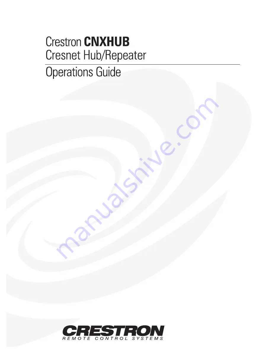 Crestron CNXHUB Operation Manual Download Page 1