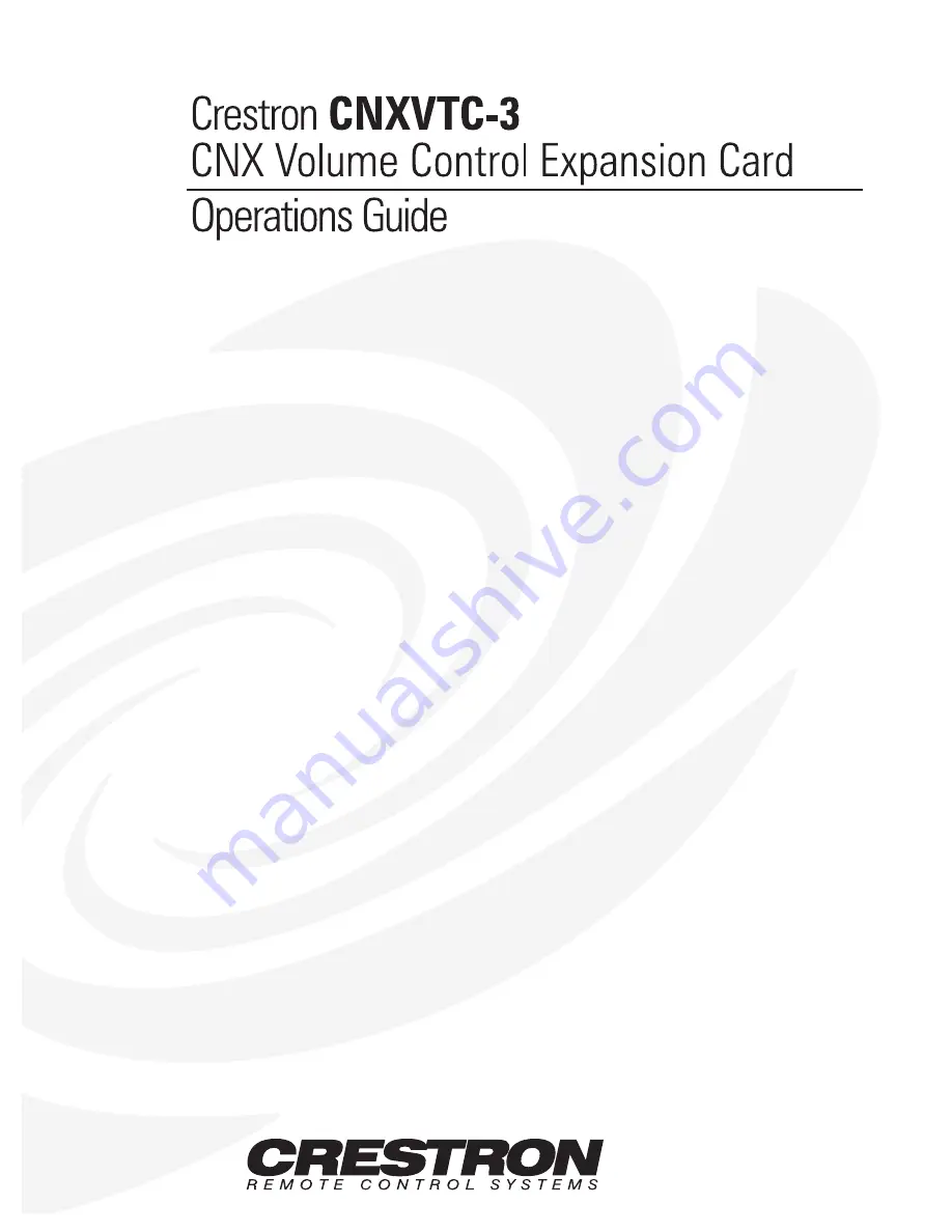 Crestron CNXVTC-3 Operation Manual Download Page 1