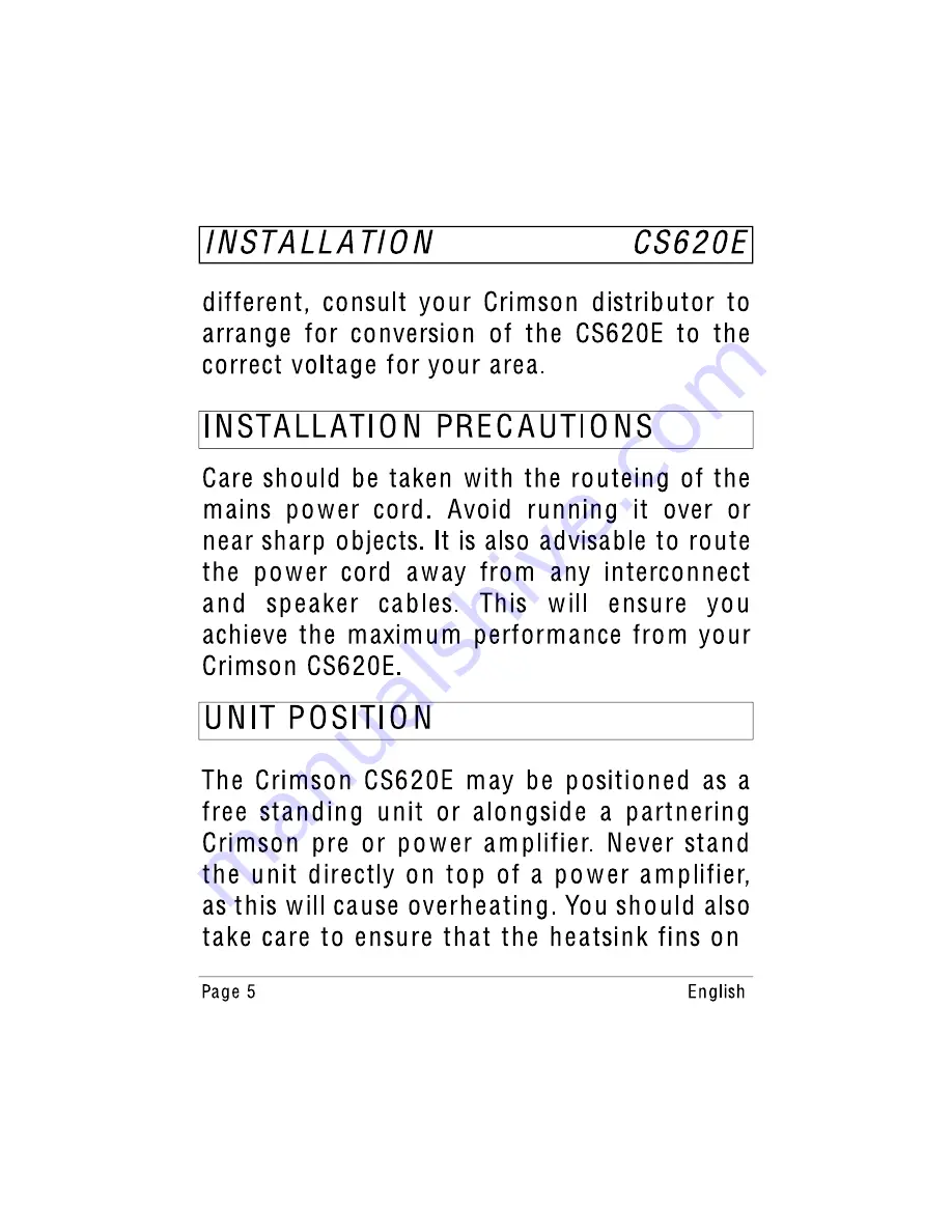 Crimson CS620E Instruction Manual Download Page 5