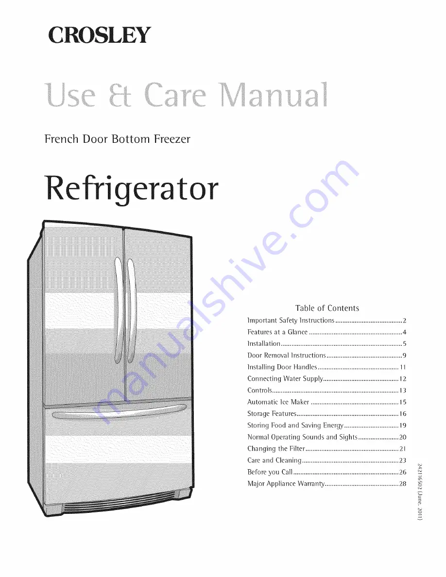 Crosley CFD28SDS6 Use & Care Manual Download Page 1