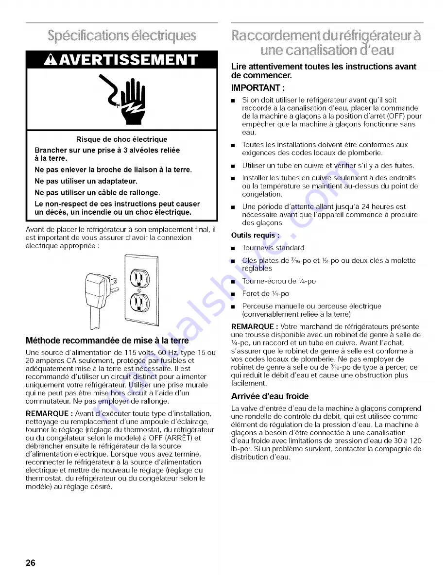 Crosley CT14NKXHN00 Use & Care Manual Download Page 26