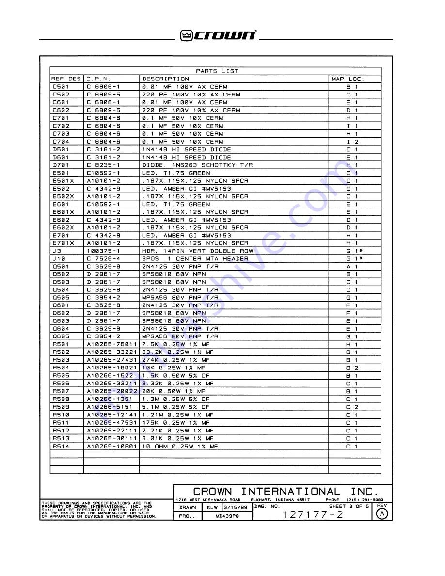 Crown Macro-Tech 2402 Service Manual Download Page 52