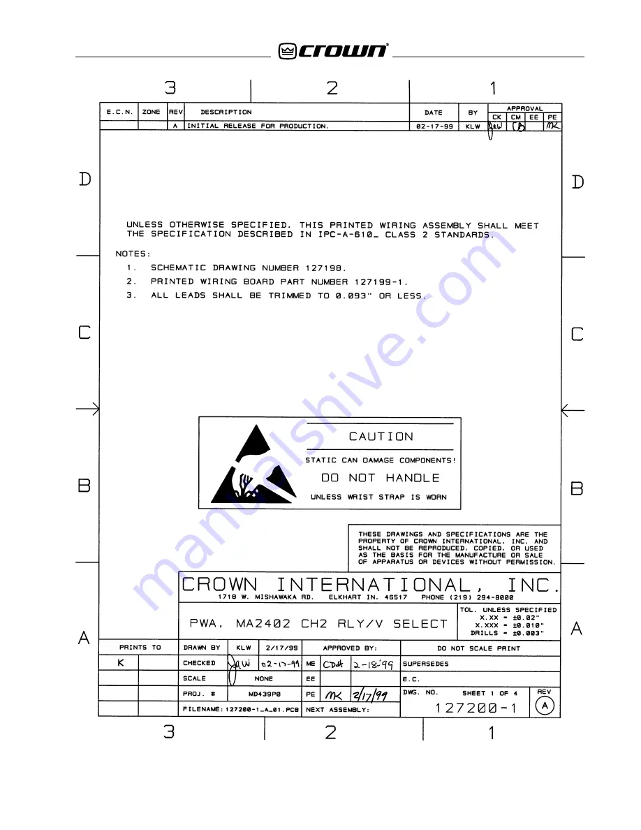 Crown Macro-Tech 2402 Service Manual Download Page 55