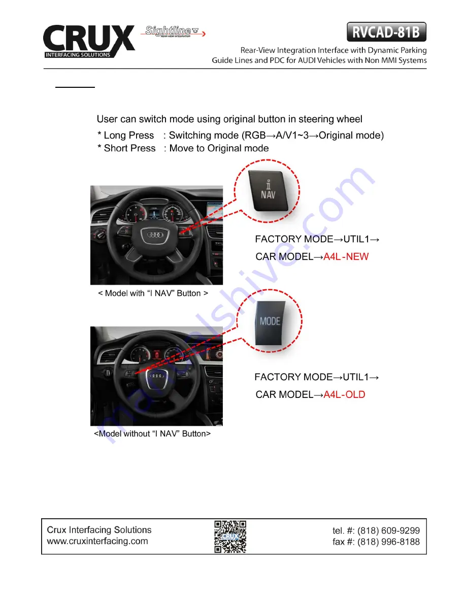 Crux Sightline RVCAD-81B Manualline Download Page 9