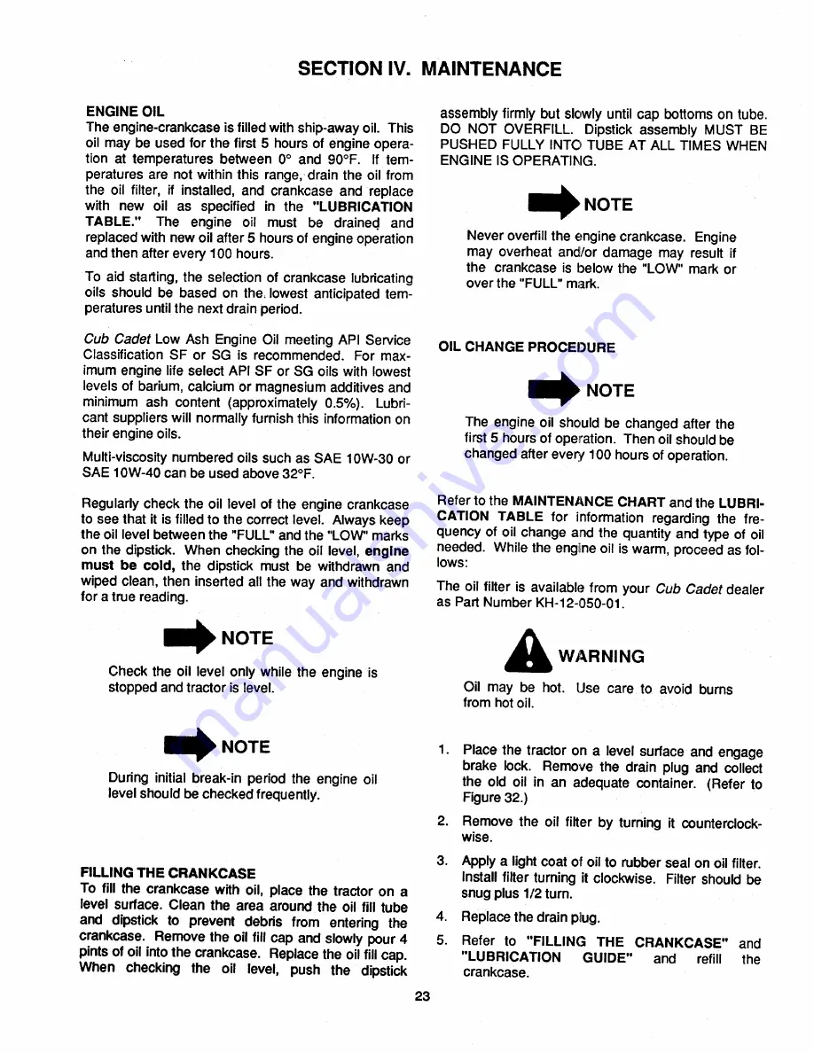 Cub Cadet 1340 Owner'S Manual Download Page 23