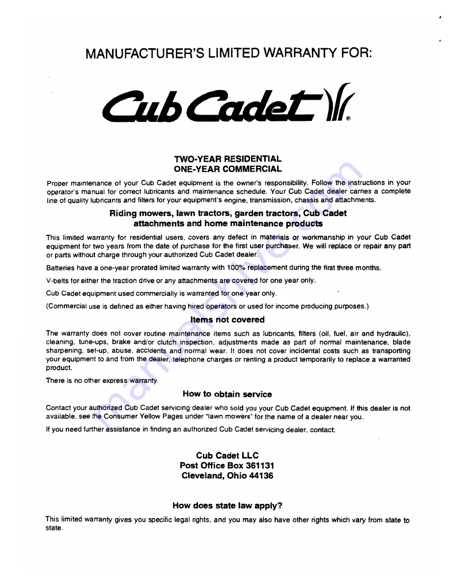 Cub Cadet 673 Operator'S Manual Download Page 20