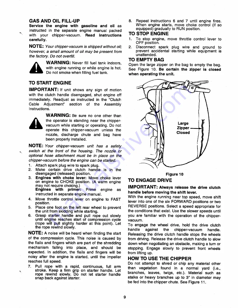 Cub Cadet CSV 260 Operator'S Manual Download Page 9