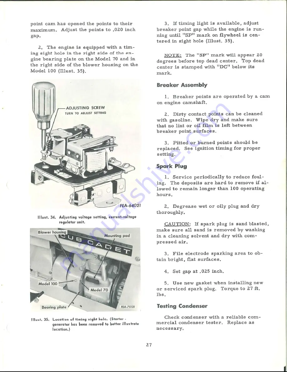 Cub Cadet SC 100 Engine Shop Manual Download Page 27