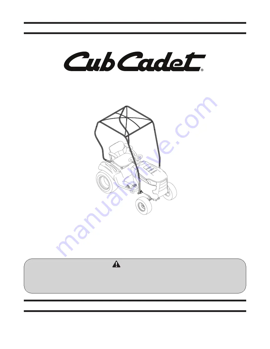 Cub Cadet Snow Cab/Sun Shade Operator'S Manual Download Page 13